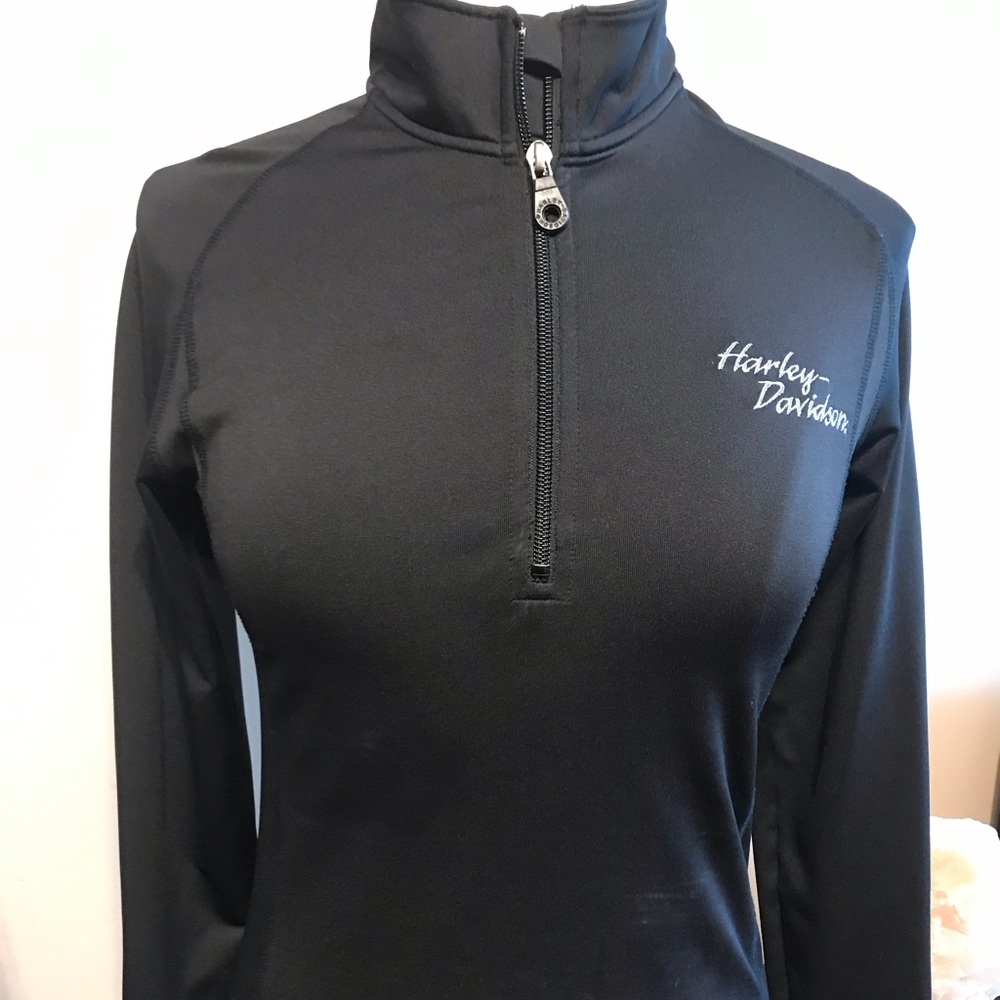 Harley Davidson Black 1/4 zip Top S
